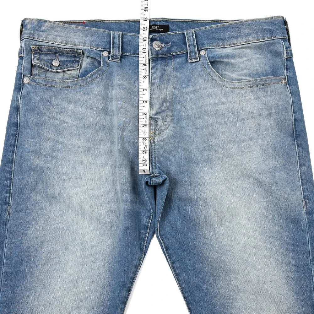 True Religion‎ Ricky Jeans Mens 38 (40x33) Blue Relaxed Straight Western Flaps